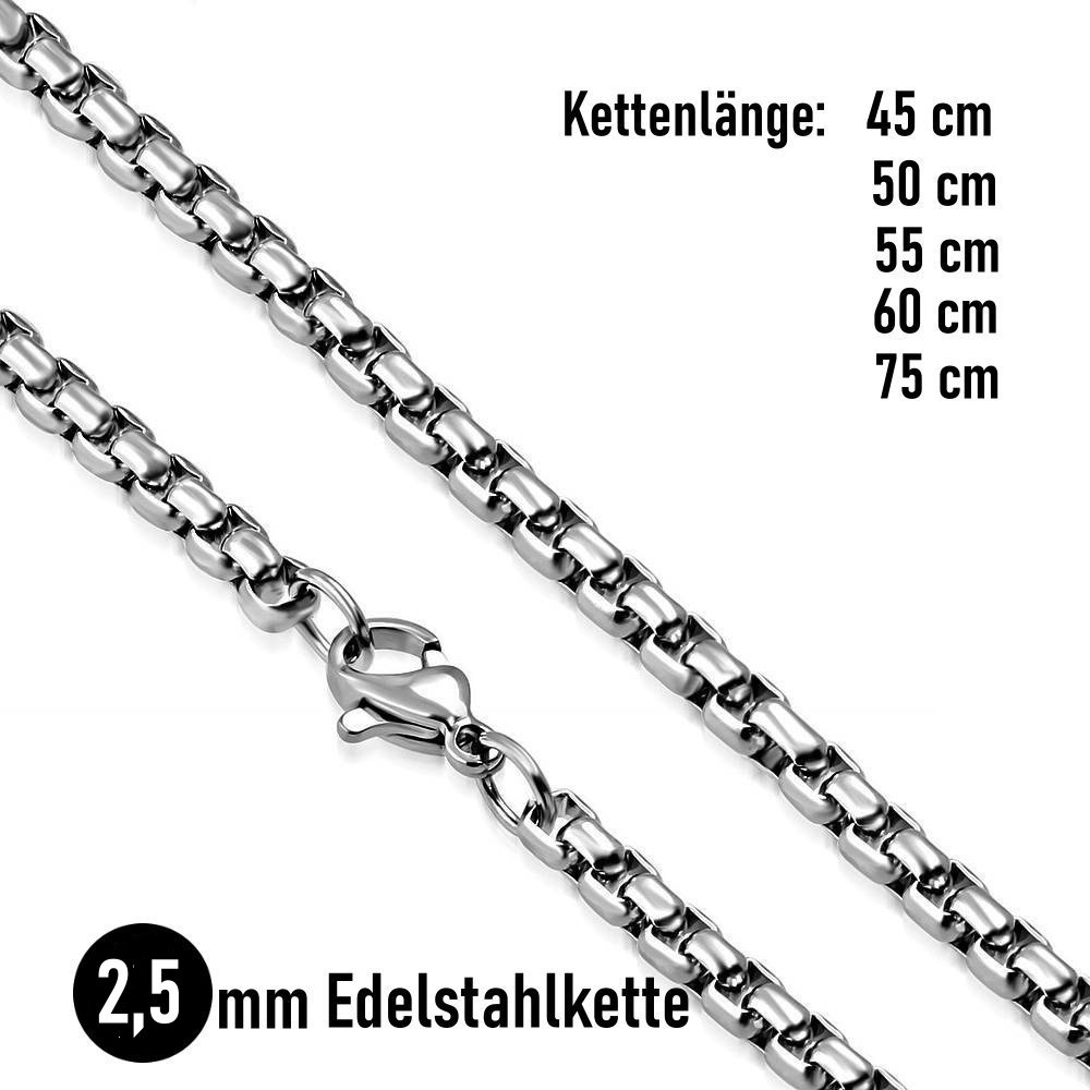 2,5 mm Edelstahl Halskette  45 bis 75 cm liegerbar