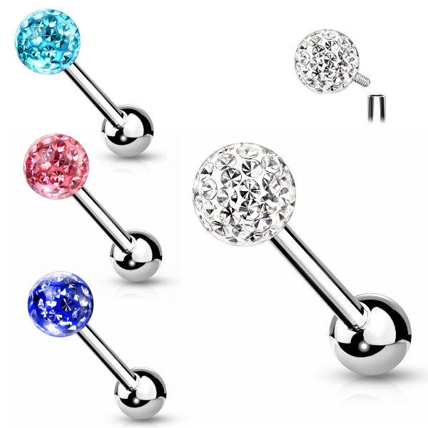 Zungenpiercing  Glitzerkugel