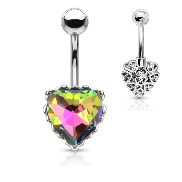Bauchnabelpiercing Herz Buntkristall