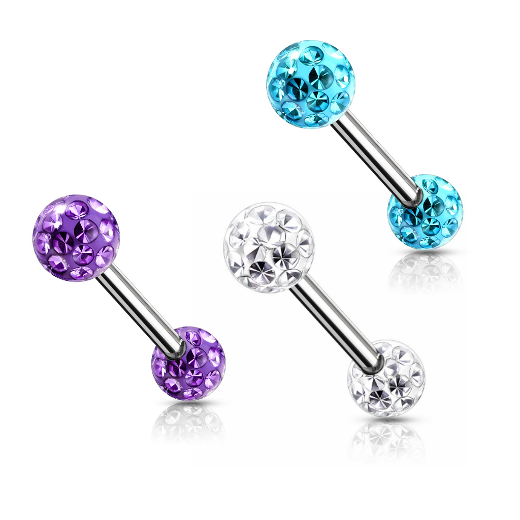 1,6 x 12 mm Brustpiercing  Epoxy Kugeln