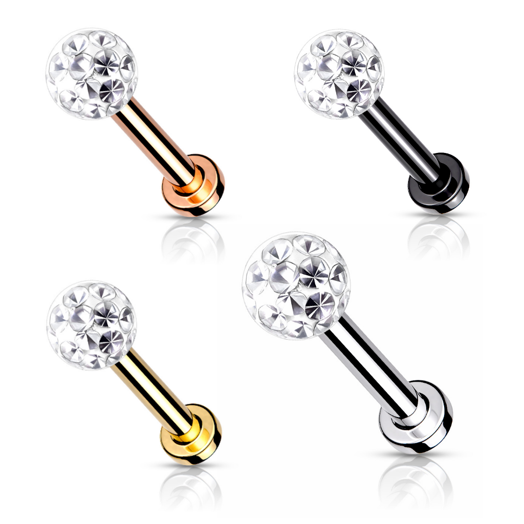 Labret Stecker mit Epoxy Kristall-Kugel