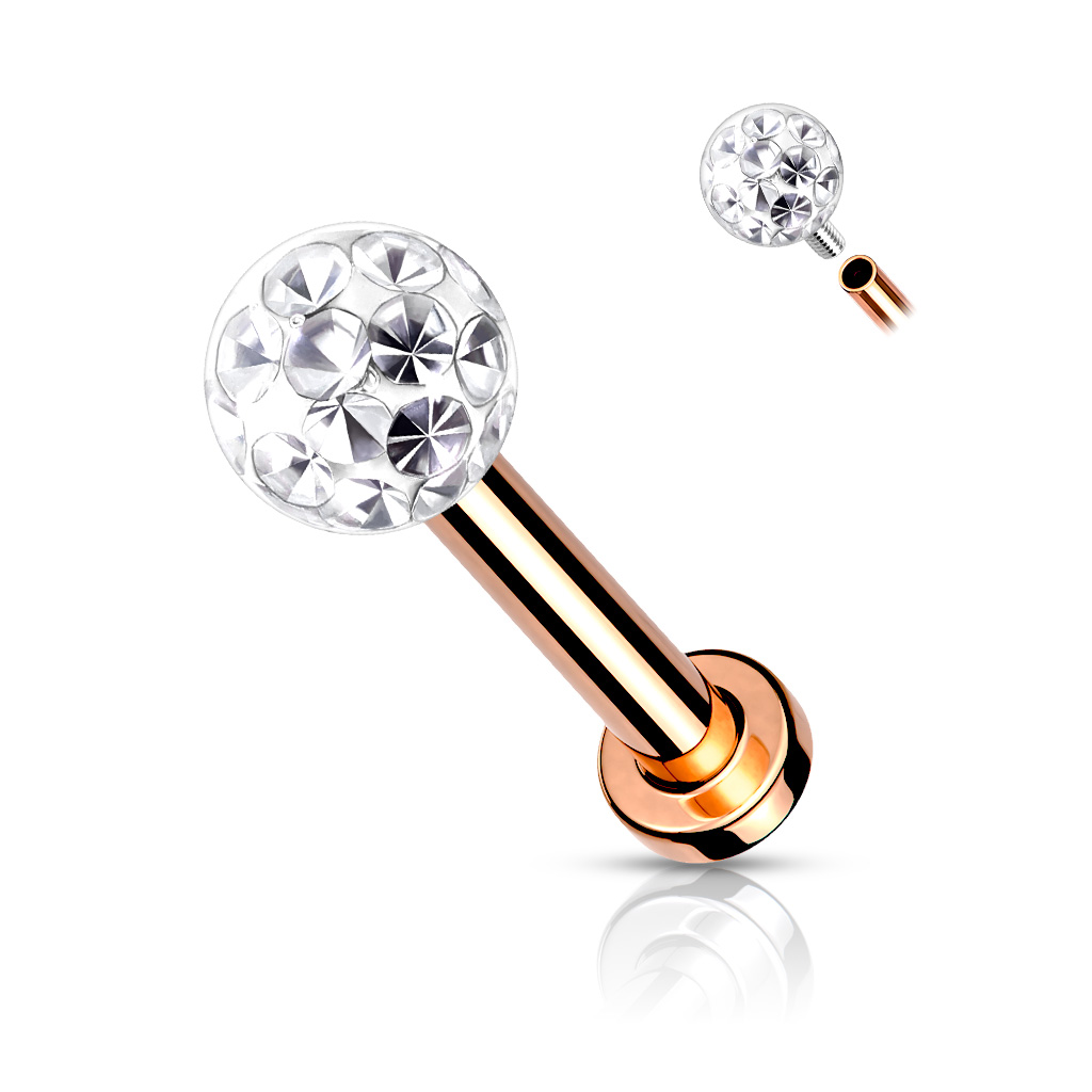 Labret Stecker mit Epoxy Kristall-Kugel
