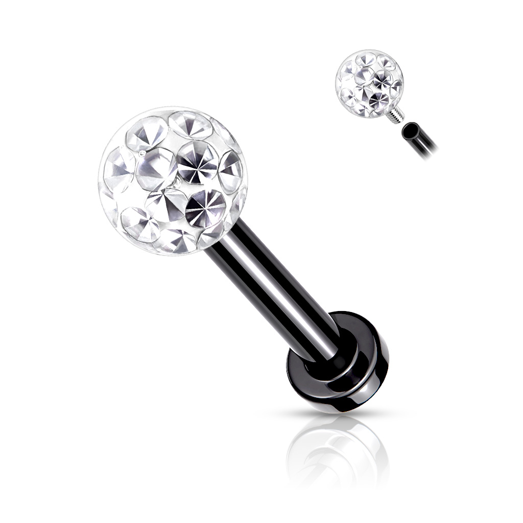 Labret Stecker mit Epoxy Kristall-Kugel