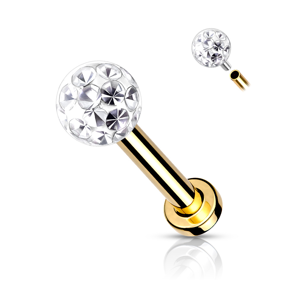 Labret Stecker mit Epoxy Kristall-Kugel