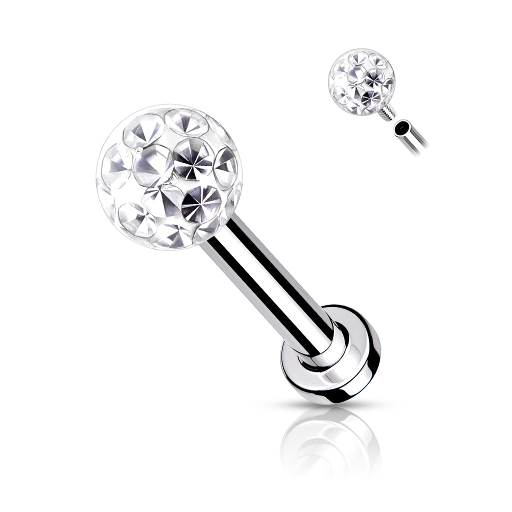 Labret Stecker mit Epoxy Kristall-Kugel