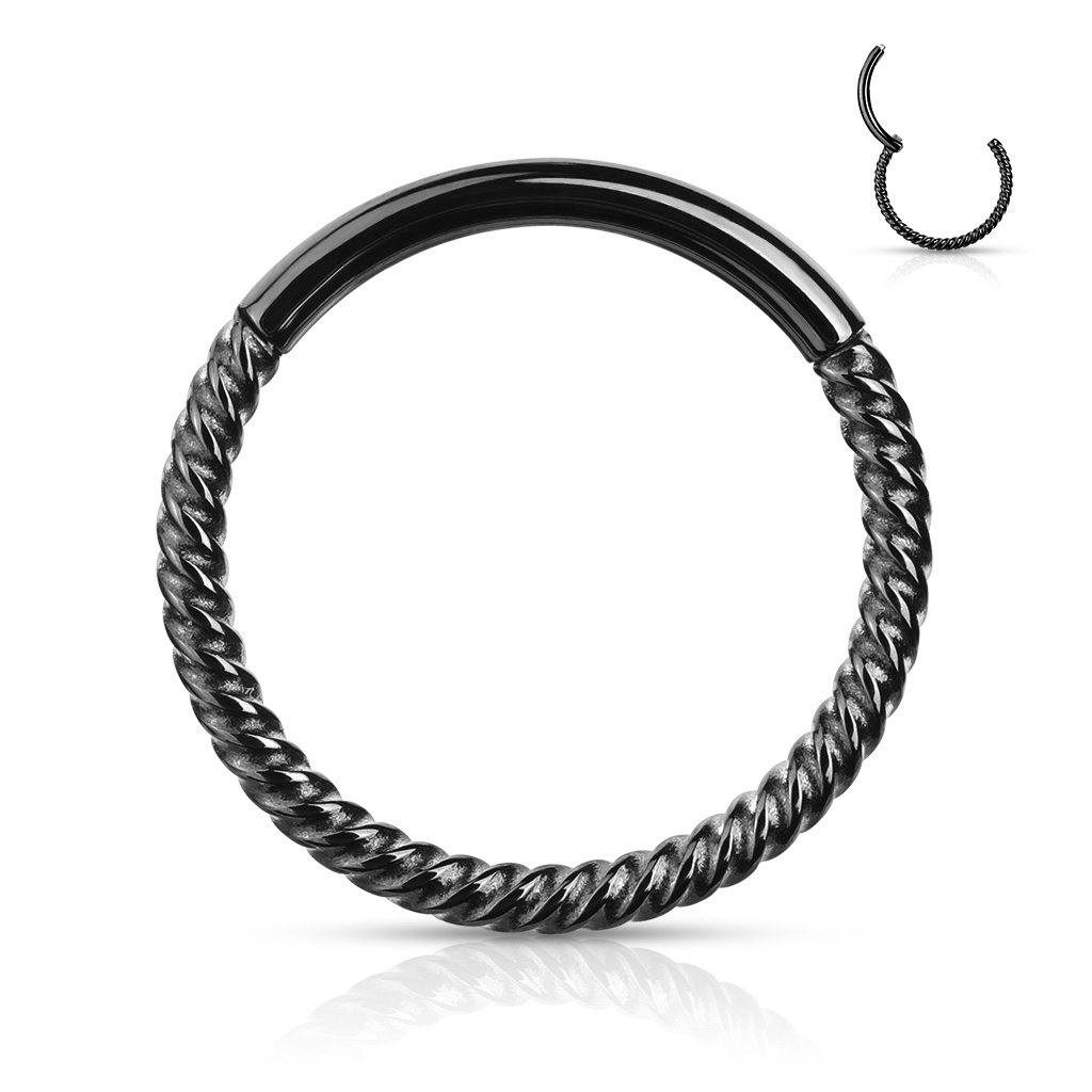 1,2 x 8 mm Clicker Piercingring gedreht - 3 Farben wählbar