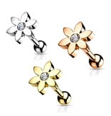 Tragus Piercing Schmuck Blume mit Kristall – Chirurgenstahl 316L