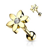 Tragus Piercing Schmuck Blume mit Kristall – Chirurgenstahl 316L