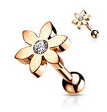 Tragus Piercing Schmuck Blume mit Kristall – Chirurgenstahl 316L