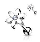 Tragus Piercing Schmuck Blume mit Kristall – Chirurgenstahl 316L
