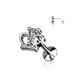 Labret Piercing Krone mit Kristall – Push-In Verschluss