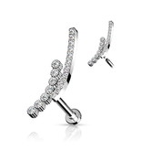 Labret Piercing Doppelsteg mit Kristall-Zirkonia – Innengewinde