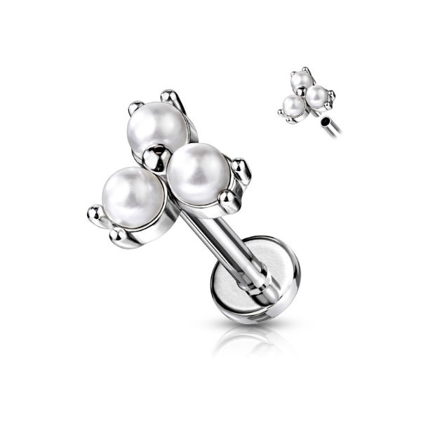 Labret Piercing mit 3 Perlen – Chirurgenstahl