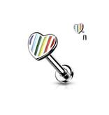 Labret Stecker Herz regenbogenfarben – Innengewinde