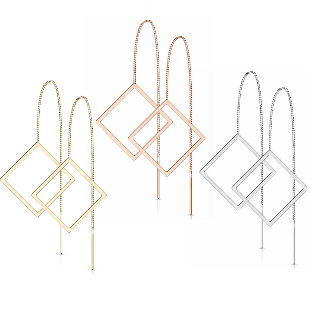 Durchzieher Ohrringe viereck - 3 Farben