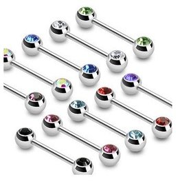 1,6 x 12 mm Brustpiercing mit Stein