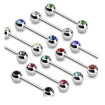 1,6 x 12 mm Brustpiercing mit Stein