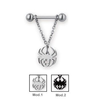Brustpiercing Spinne