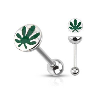 Zungenpiercing Hanfblatt