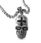 Totenkopf Anhänger mit schwarzen Stein