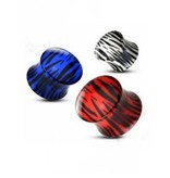 Acryl Plug Zebra in Rot, Weiß und Blau