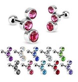 Piercing Barbell mit 3 Zirkonia-Steinen – Chirurgenstahl 316L