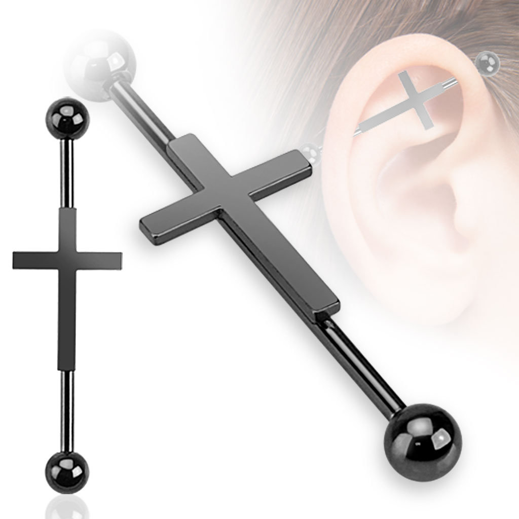 Industrial Piercing Kreuz - 1,6 x 38 mm