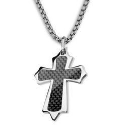 Kreuz Anhänger Carbon Inlay