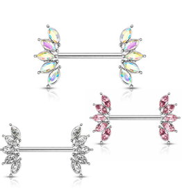 1,6 x 15 mm Brustpiercingstab Blume