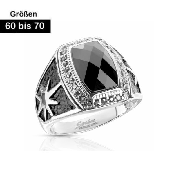 Edelstahl Siegelring mit Stein