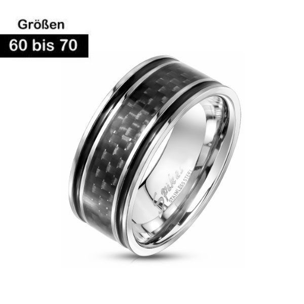 Edelstahlring mit Carbon Inlay