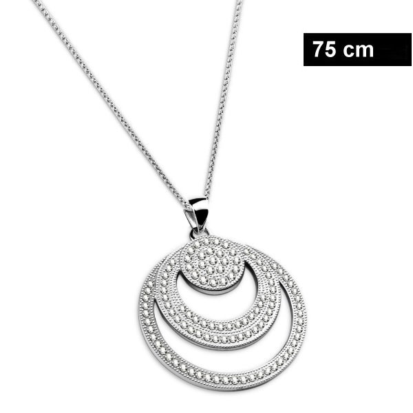 Runder  Edelstahlanhänger mit Kristall