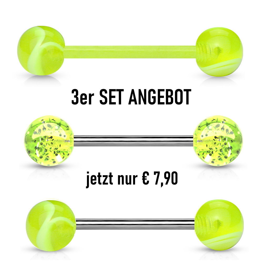 Zungenpiercing 3er Set