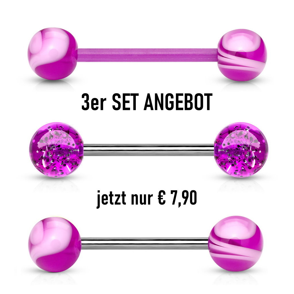 Zungenpiercing 3er Set