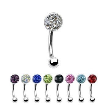 Augen Piercing mit Glitzersteinchen