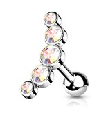 Piercing Barbell mit 5 Kristallen – Chirurgenstahl