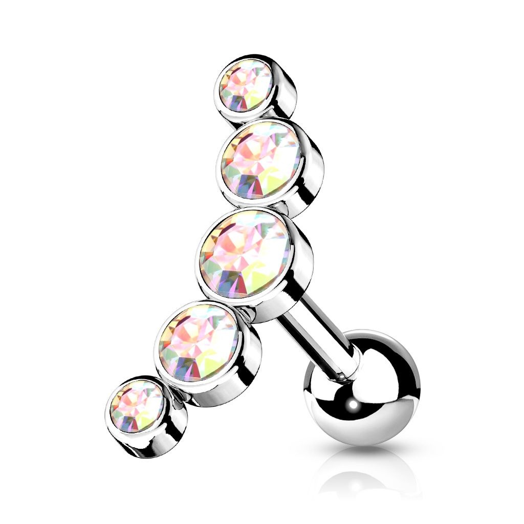 Piercing Barbell mit 5 Kristallen – Chirurgenstahl