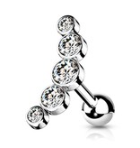 Piercing Barbell mit 5 Kristallen – Chirurgenstahl