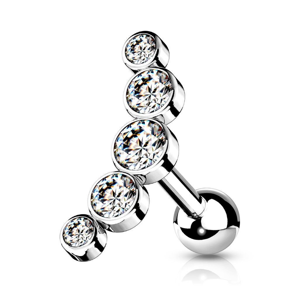 Piercing Barbell mit 5 Kristallen – Chirurgenstahl
