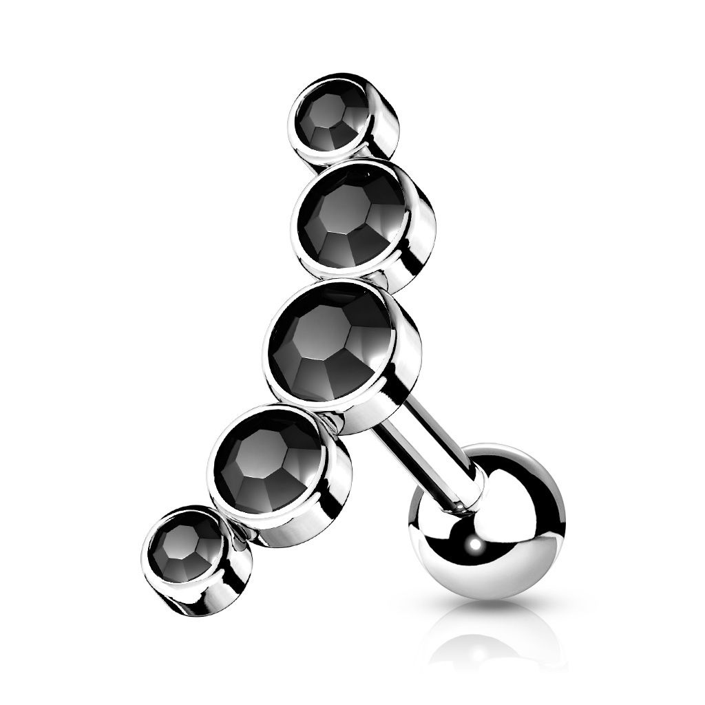 Piercing Barbell mit 5 Kristallen – Chirurgenstahl