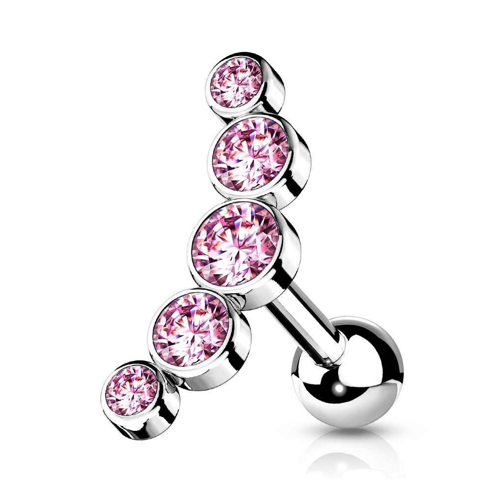 Piercing Barbell mit 5 Kristallen – Chirurgenstahl