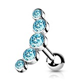 Piercing Barbell mit 5 Kristallen – Chirurgenstahl