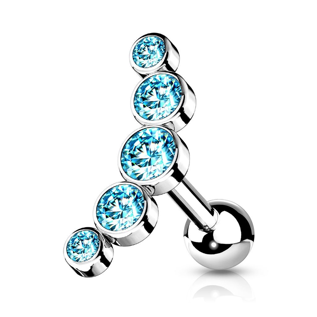 Piercing Barbell mit 5 Kristallen – Chirurgenstahl