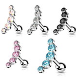 Piercing Barbell mit 5 Kristallen – Chirurgenstahl
