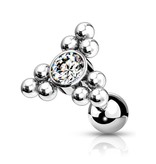Helix, Tragus & Conch Barbell mit Kristallstein