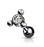 Piercing Barbell mit Kristall – Chirurgenstahl 316L