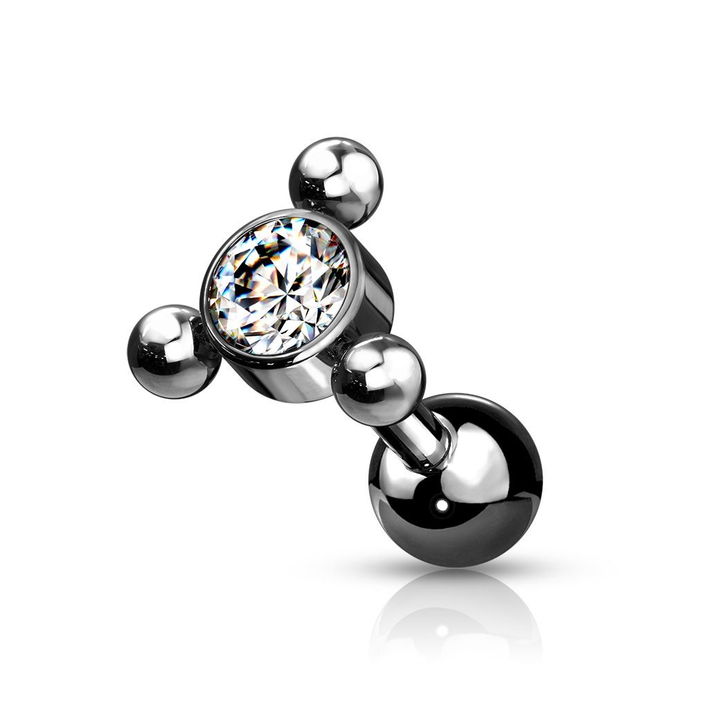 Piercing Barbell mit Kristall – Chirurgenstahl 316L