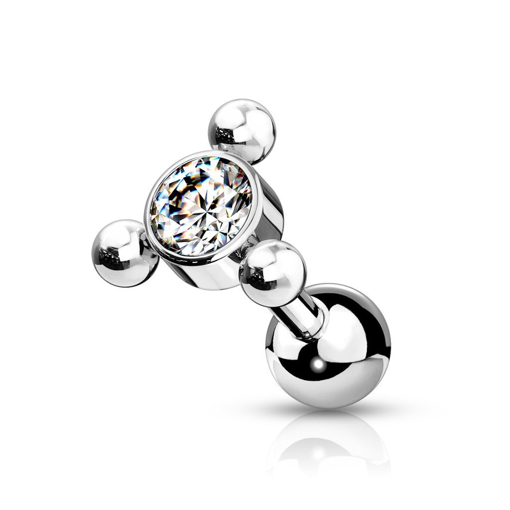 Piercing Barbell mit Kristall – Chirurgenstahl 316L