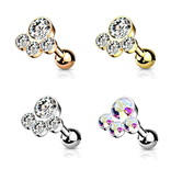 Piercing Barbell mit 4 Zirkonia