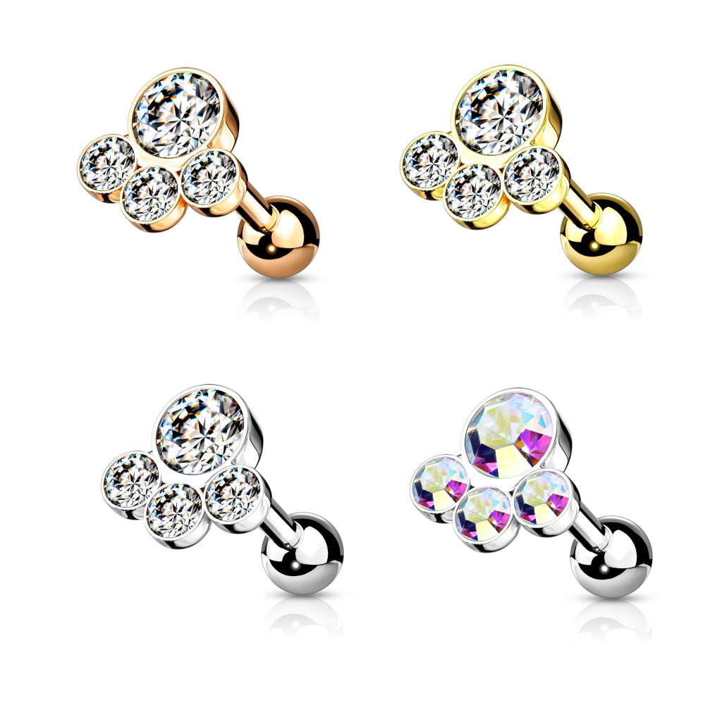 Piercing Barbell mit 4 Zirkonia